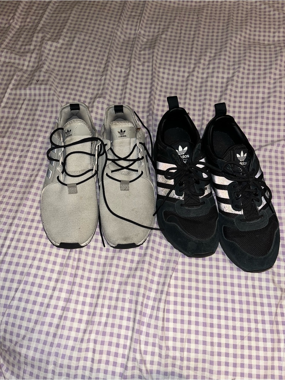 adidas Kids Twin Pack Sneakers - Black and Light Gray